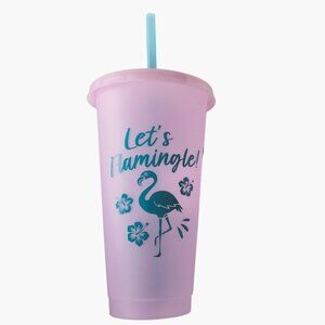 Lets Flamingle Color Changing Tumbler Lid Straw Pink 26 Oz Tropical Beach Pool